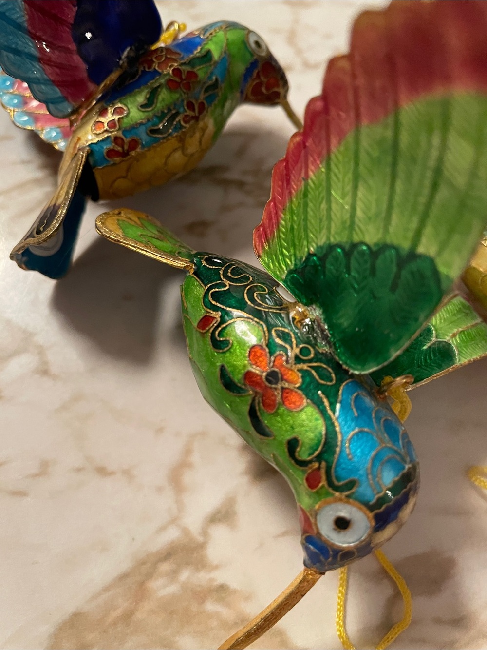 Colorful Cloisonné Hummingbird Ornament - Multicolor Set of (4) - Picture 7 of 9